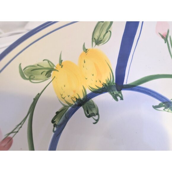 Vintage Hand Painted Ceramic Salad Serving Bowl #744 12" Lemon Motif MCM - Picture 5 of 12